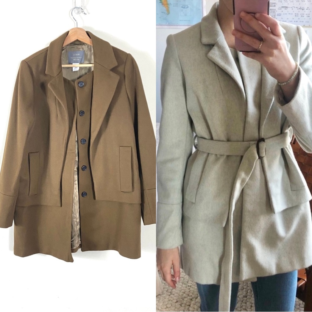 RARE J. CREW Wool Peacoat by Nello Gori in Brown Olive Green - 8